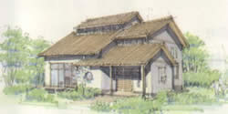 積層屋根の家